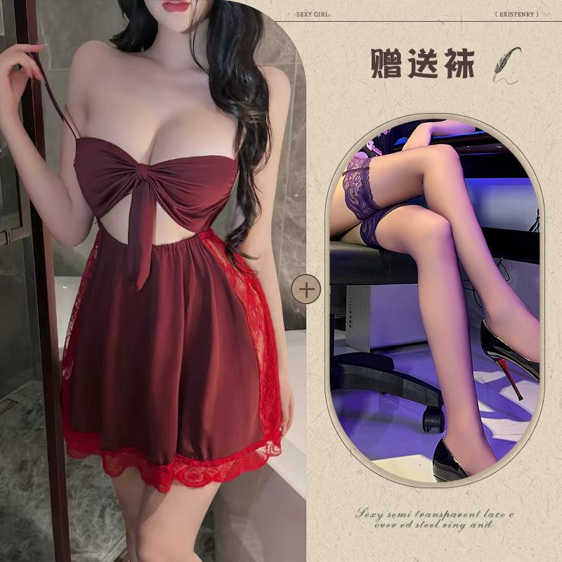 New European and American style underwear backless temptation no suspender skirt sexy bow