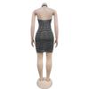 C7179 European & American Fashion Sexy Halter Rhinestone Bodycon Pencil Dress for Women