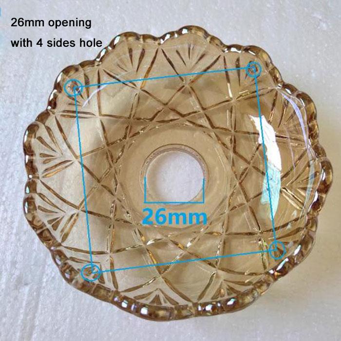 D12xH3cm Bernstein Grau Glas Tropfschalen Ersatz mit 4 Seitenlöchern,Klares Cognac Kristall Tropfschalen Schale mit 12mm 26mm 30mm Öffnung