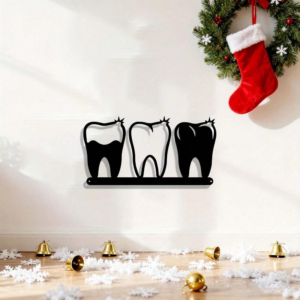 Metal Tooth Wall Art Sculpture Rust Resistant Iron Mural Modern Dental Office Clinic Decor Gift