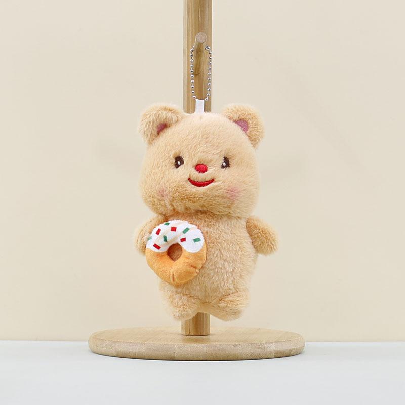 Sweet Charming Ice Cream Bear Plush Doll Keychain With Short Plush Material