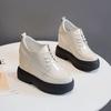 Fashion 11CM High Heels Pu Leather Platform Wedge Sneaker Women Shoes Inner Heighten Women Pumps Autumn Spring Lace Up Platform Shoes