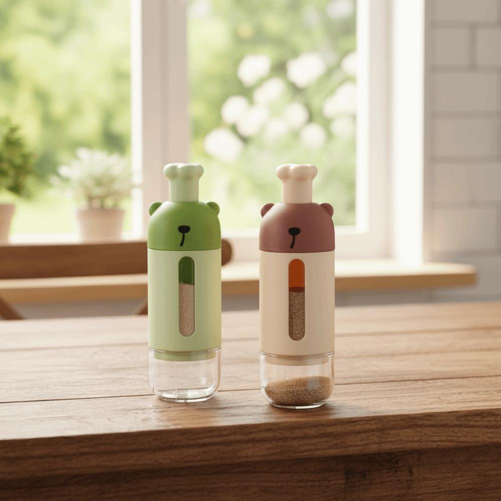 2Pcs Press Type Quantitative Seasoning Bottle Dustproof Sealed Condiment Pot Refillable Moisture-proof Spice Container Kitchen