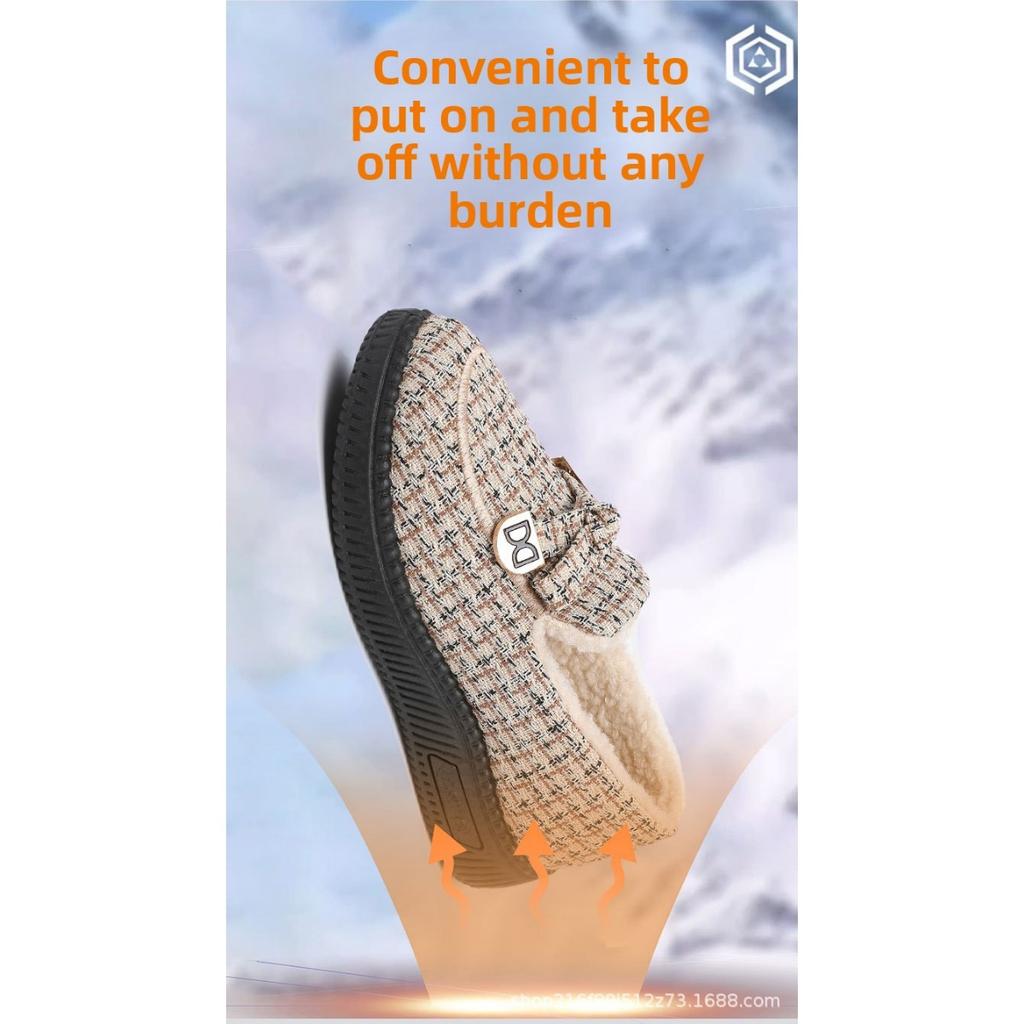 Winter Cloth Shoes, Women's Cotton Shoes with Thick Velvet Insulation, Flat Bottom Anti Slip Cotton Boots
