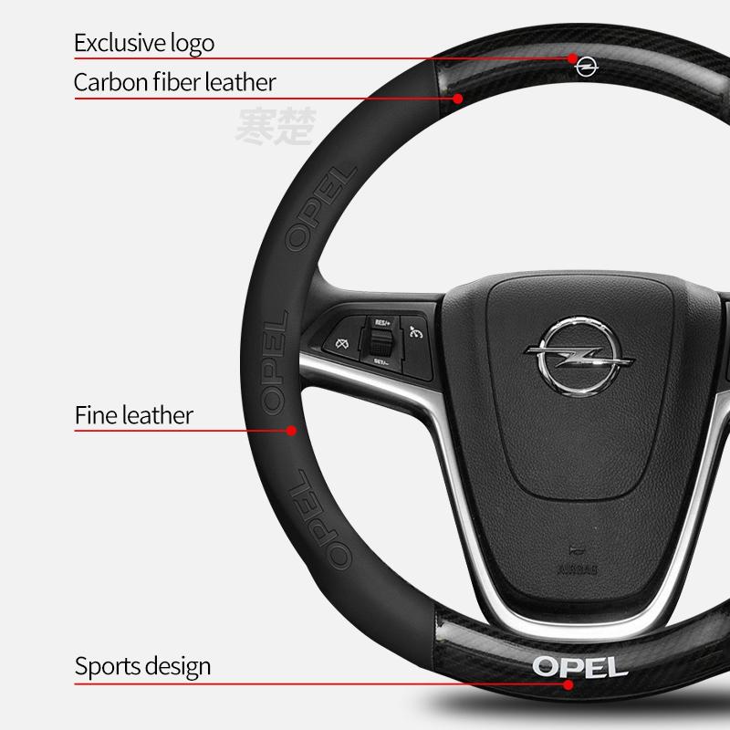 Pokrowiec na kierownicę samochodową z włókna węglowego i zamszu do Opel OPCline ASTRA CORSA INSIGNIA MOKKA VECTRA GTC Tigra Akcesoria