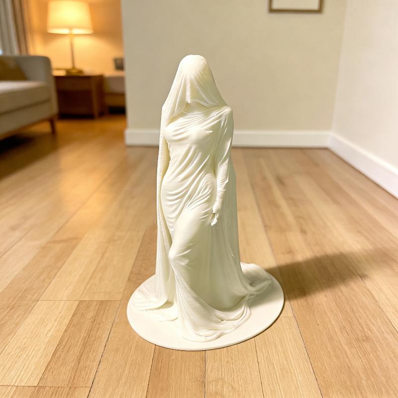1Pcs 3D Printed White Dress Ghost Sculpture Model Ornament Funny Ghost Statue Halloween Indoor And Outdoor Decoration