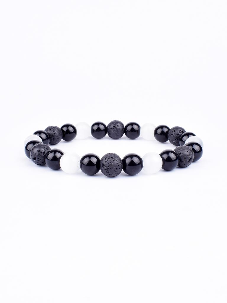 Triple Protection Natural Stone Beads Bracelet Tiger's Eye for Courage Obsidian for Grounding & Pyrite for Wealth Health Jewelry