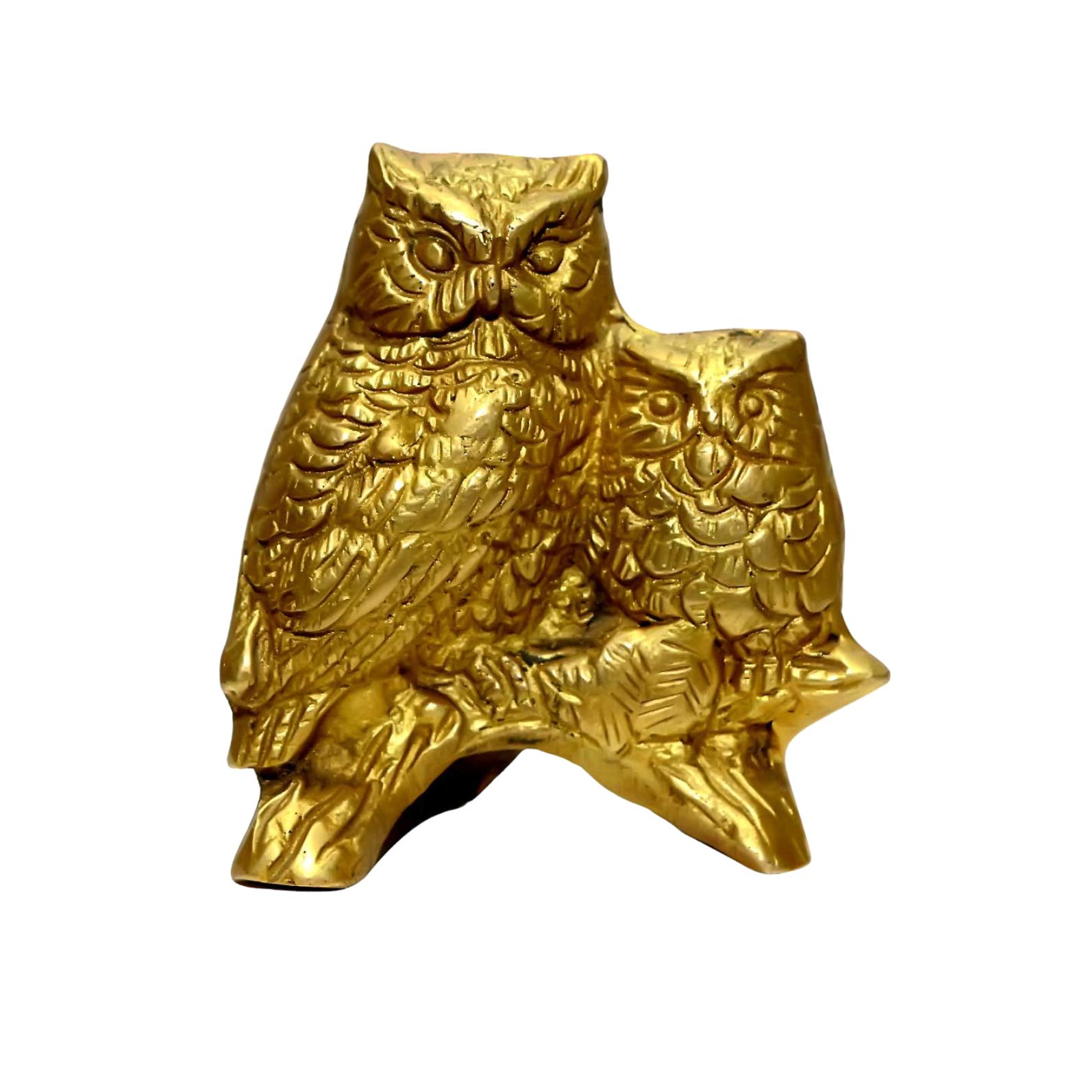 

Pure Brass Feng Shui Owl Statue, Showpiece Idol, Symbol Of Wisdom & Protection
