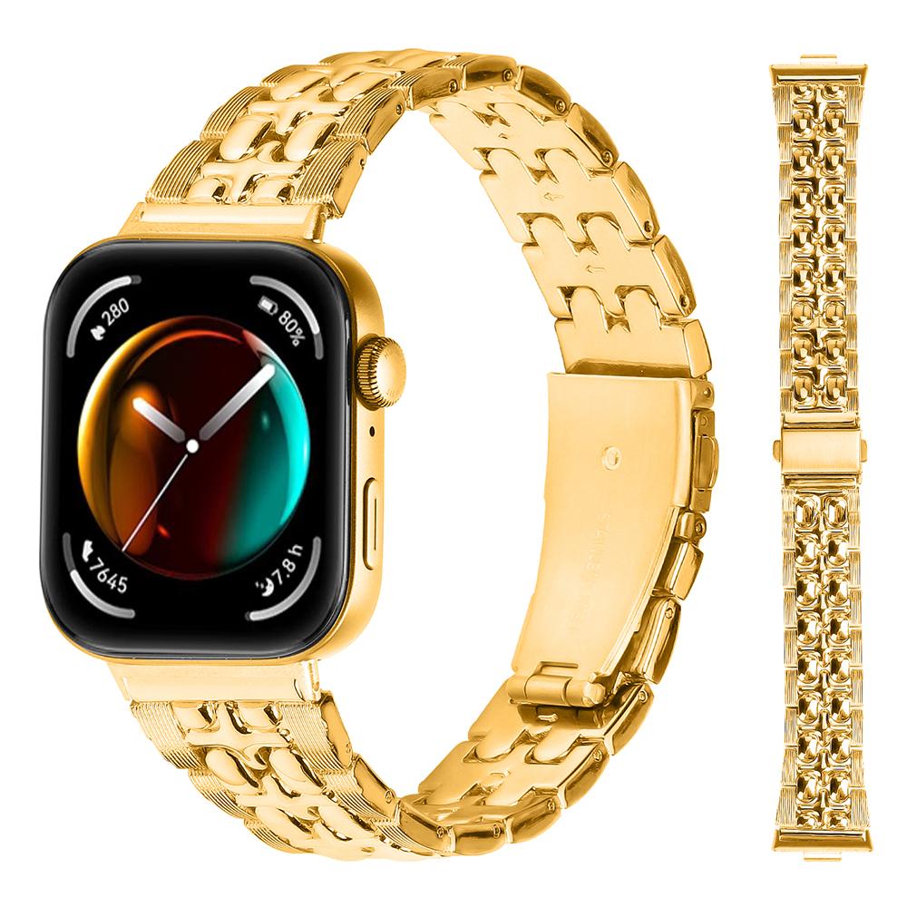 

For Huawei Watch Fit 3 Metal Watch Band Cross Design Replacement Strap Gold