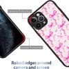 Compatible for iPhone 12 Case, Aesthetic Pink Ribbons and Bows in Watercolor Print Art Thin Soft Black TPU +Tempered Mirror Protective Case