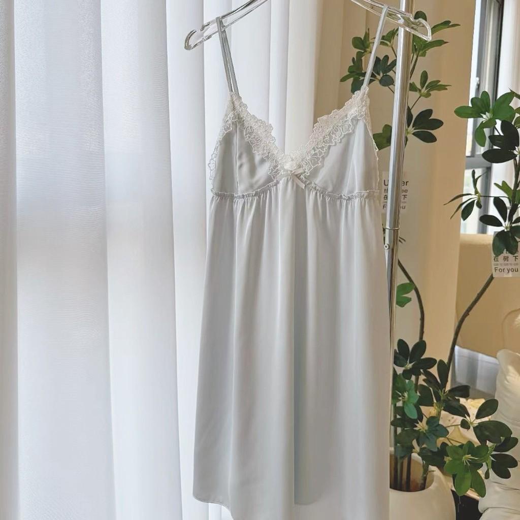 Ice Silk Sleep Dress For Women With Vneck Sleeveless Design For Summer Comfort