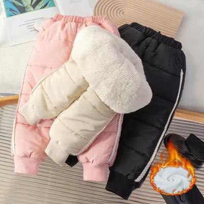 Boys Girls Lambwool Pants Children's Thickened Down Trousers Kids Winter Padded Bottoming Pants Toddler Warm Sweatpants