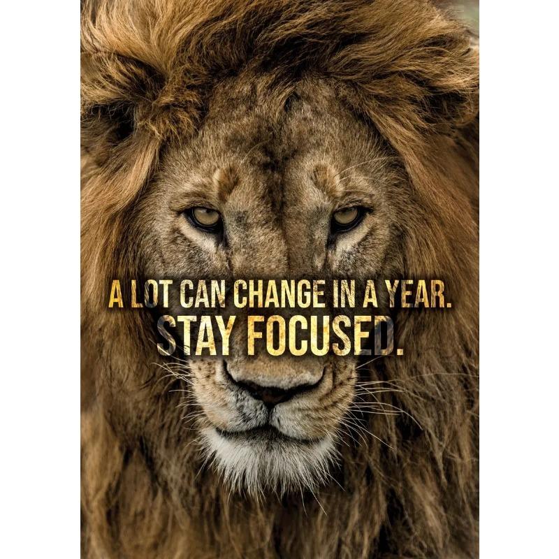 Mindset Is Everything Lion Eagle Wolf Cat Tiger HD Pictures Poster Inspirational Quotes Canvas Painting Wall Art Room Home Decor
