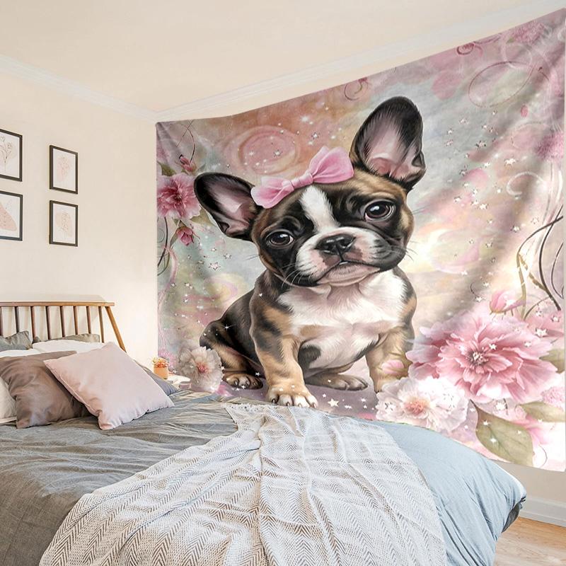 Cartoon Bulldog Stars  Tapestry Room Decoration Wall Hanging for Living Room Bedroom, dormitory, Birthday and Christmas gifts