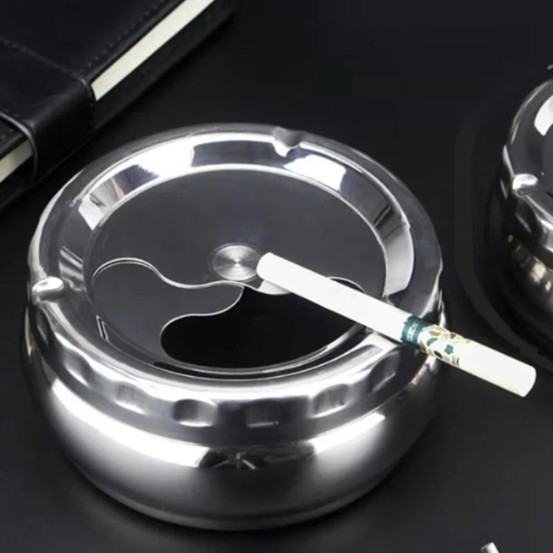 Stainless Steel Ashtray with Windproof Lid Rust Proof Easy to Clean 3 Sizes for Home Outdoor Hiking Travel Use