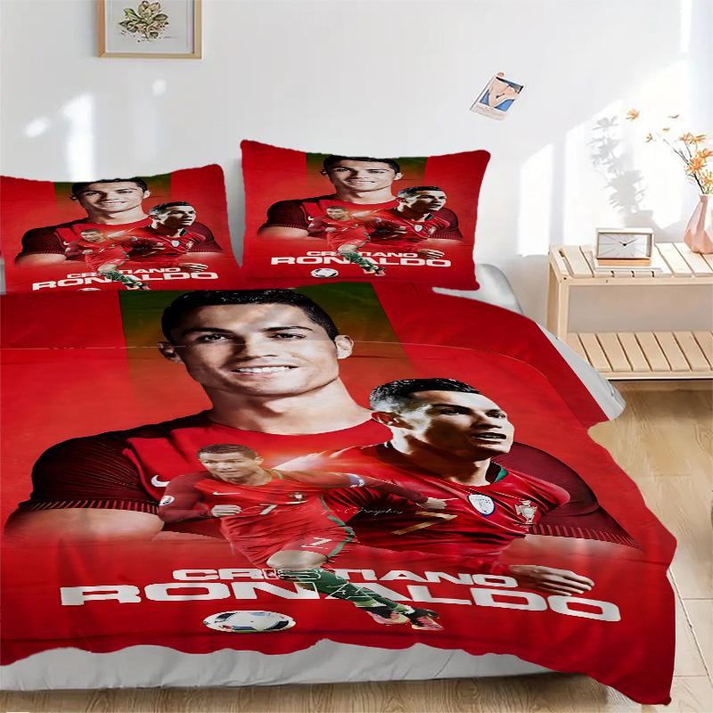 Ronaldo'S Soccer Legend Print 3Pcs Bedding Setduvet Cover With 2 Bedropillowcase Home Birthday Gift