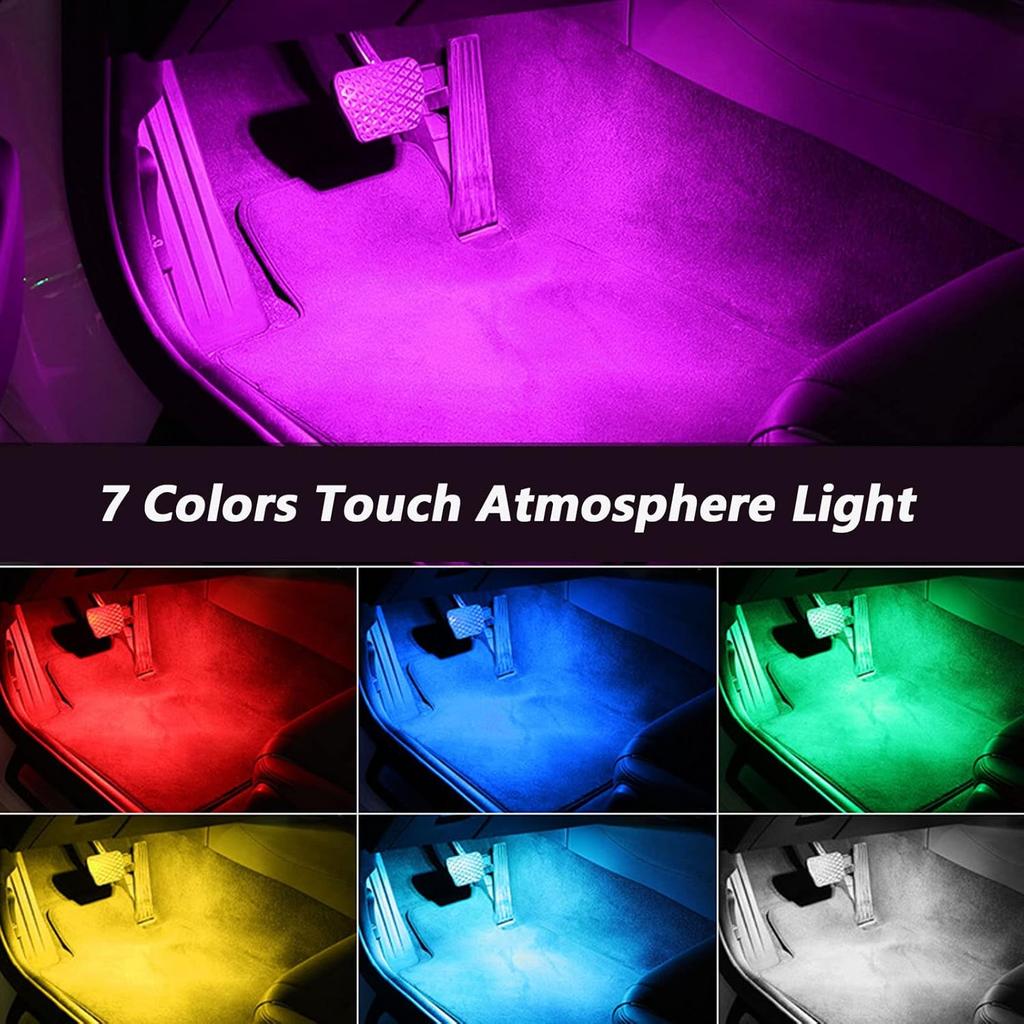 4Pcs Wireless LED Lights For Car Interior,7 Colors Ambient Lighting Car Interior,Car Lights Ide Your Car,USB Rechargeable Car Interior Led Night