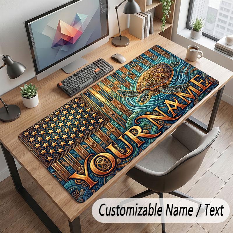 Octopus Sea Life Theme Customized Mouse Pad Personalized Print Name Text Desk Mat For Home Office Table Decor