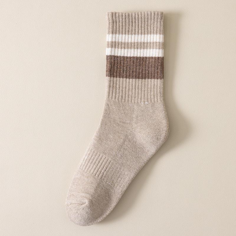 

Женские зимние носки до середины икры на флисовой подкладке Zhuji - Толстые теплые полосатые длинные носки с цветными блоками One Size 35-39