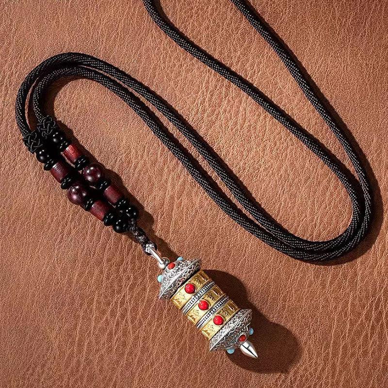 Necklace Prayer Wheel Can Be Opened and Rotated, Men's and Women's Six-character Mantra Pendant