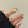 Elegant Curved Waved Design Ring Glossy Finishes Adjustable Size Gold Tone Alloy Accessory For Daily Wear