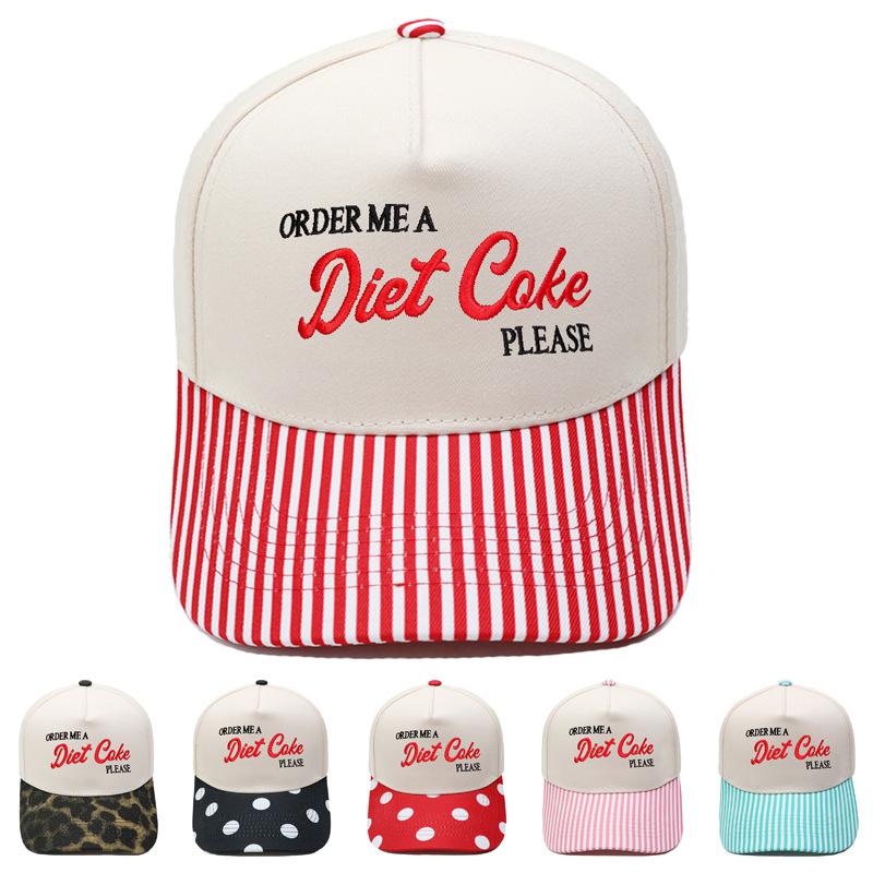 Diet Coke Embroidery Color Matching Truck Driver Baseball Cap Fun Men's and Women's Casual Shade Dad Hat