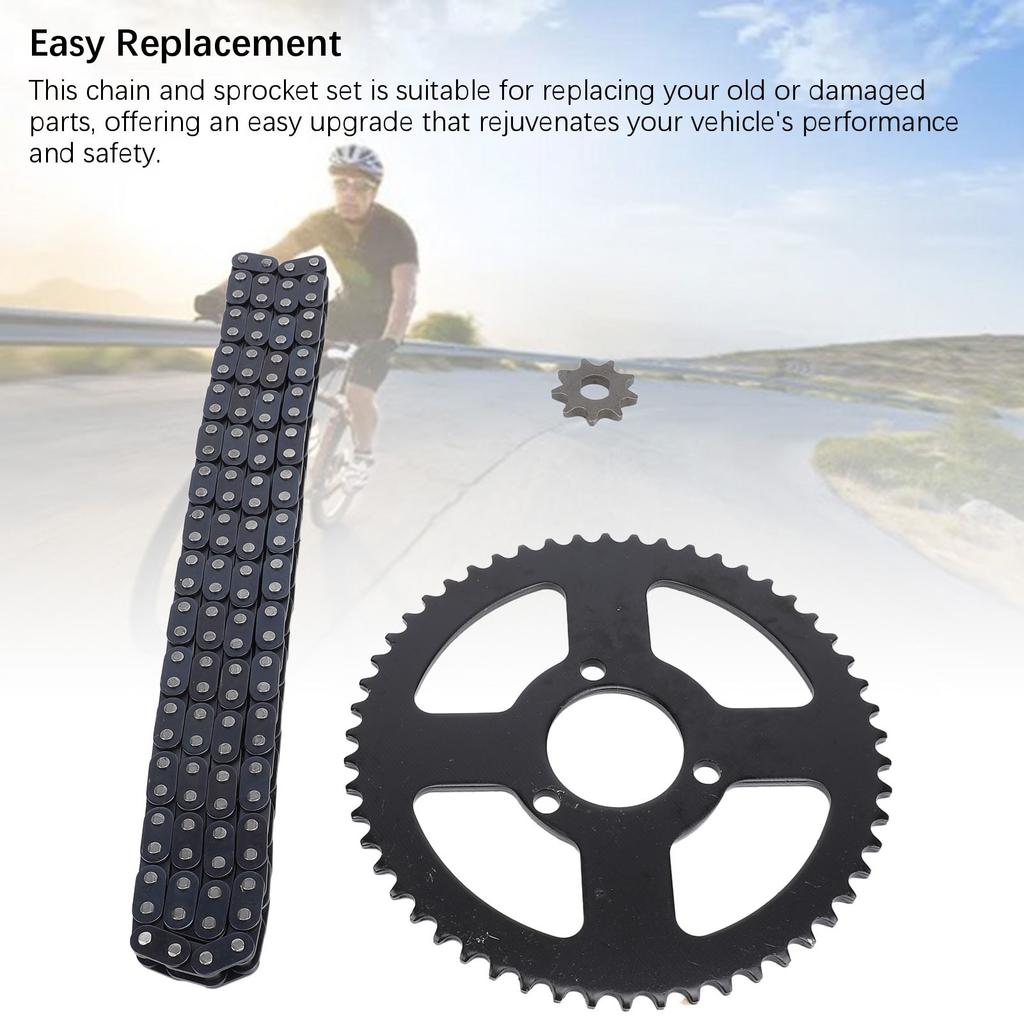 T8F Front and Rear Sprocket and Chain Kit Steel 9T 10MM Front 54T 35MM Rear Sprocket 120 Drive Links Chain Set for Motorcycles