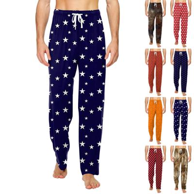 Pantaloni da pigiama casual con coulisse e stampa alla moda in maglia da uomo