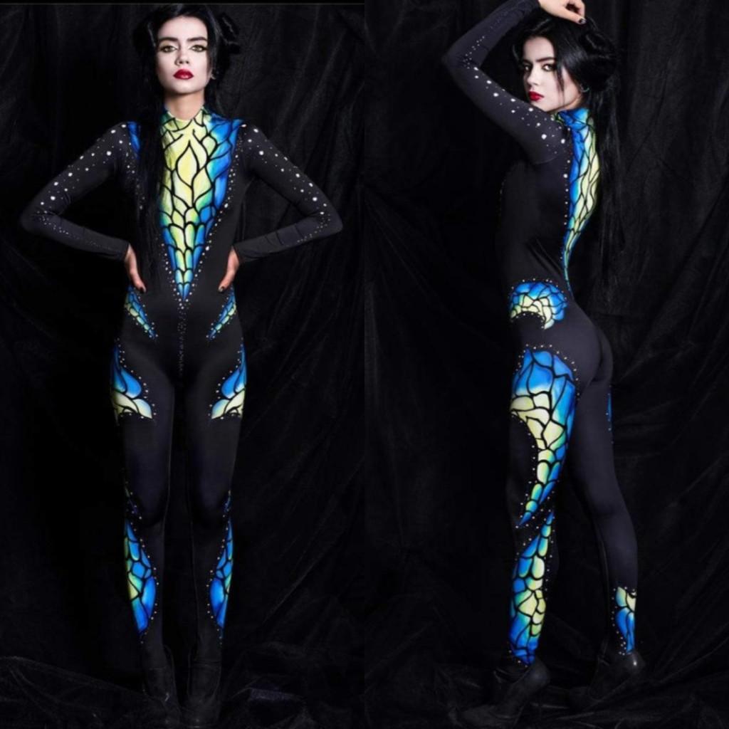 Unisex 3D Digital Snake Python Animal Printing Carnival Jumpsuit Halloween Party Role Play Outfit Women Men Cosplay Costume