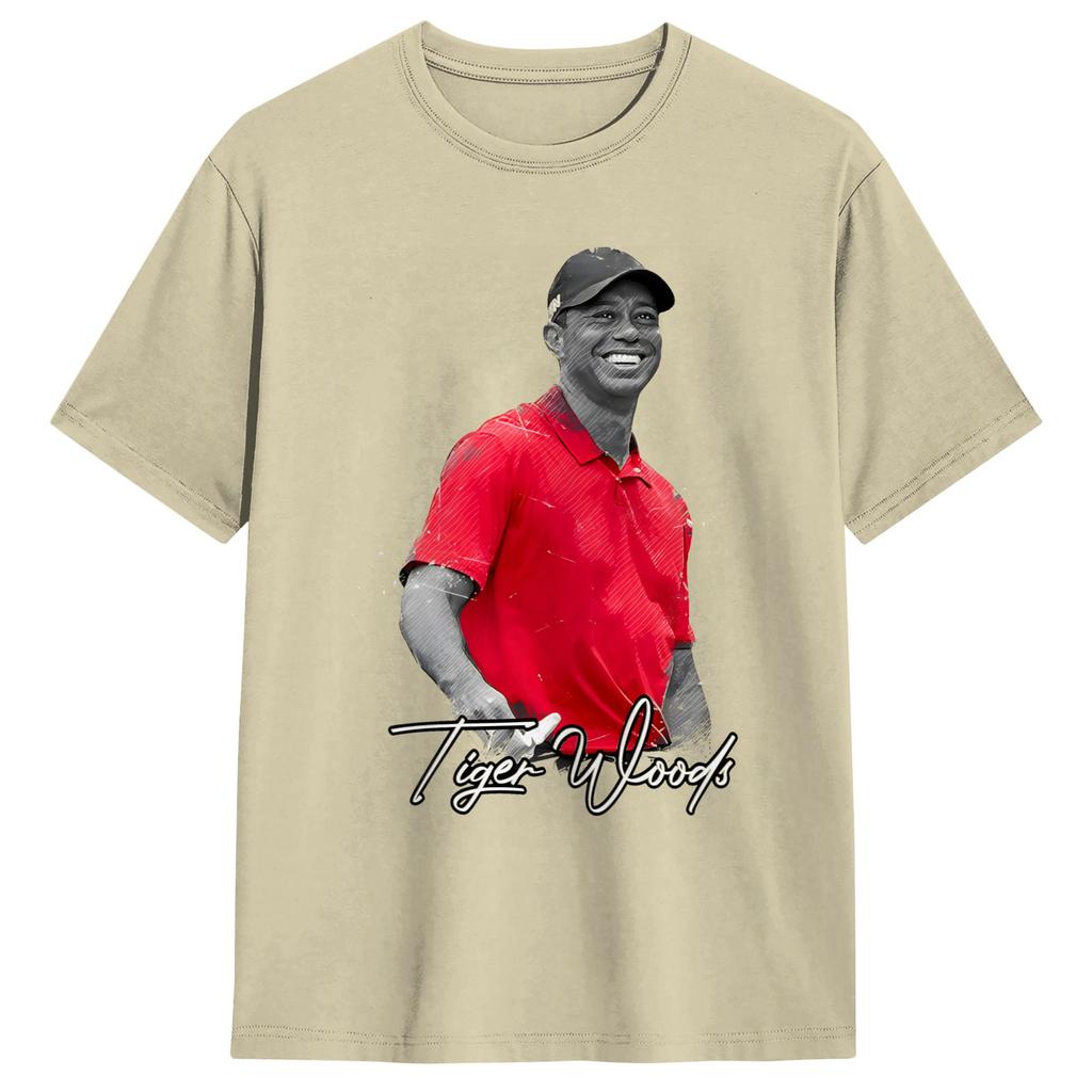 Streetwear TShirt Tigers WWoods Cotton TShirts Hipster Tee Shirt for Unisexs Summer Aesthetic Custom Logo Short Sleeve Top Tees