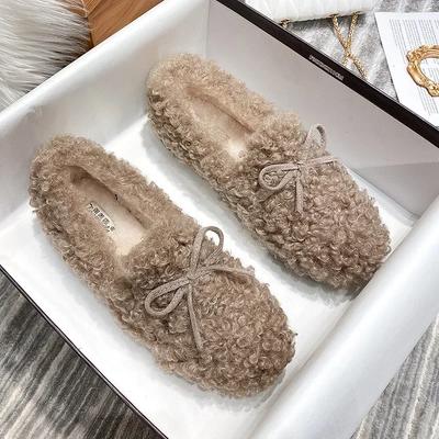 Fashion Women Winter Furry Shoes New Moccasins Soft Flat Non-slip Loafers Fashion Comfort Warm Plush Slip On Female Cotton Ballet Shoes