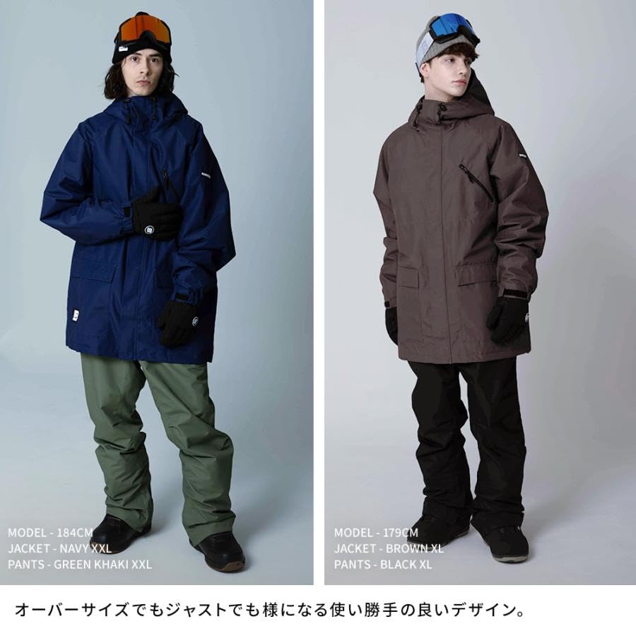 BOARDEE Snowboard Wear Set and Size L and Men's (Jacket Pants) BD24IFOT03M×OB02M, (Jacket Pants/Brown)