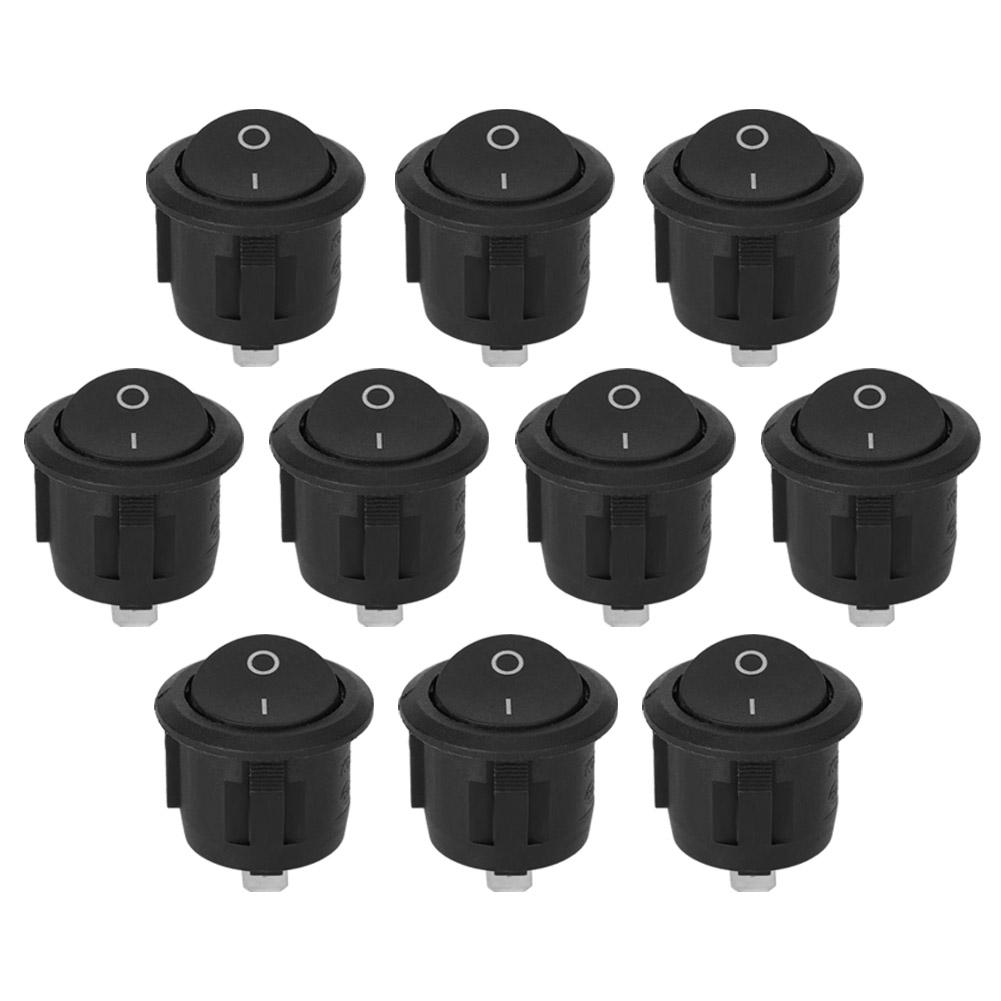 10pcs KCD1 Rocker Switches 2Pin Round Boat OnOff for Household Appliances