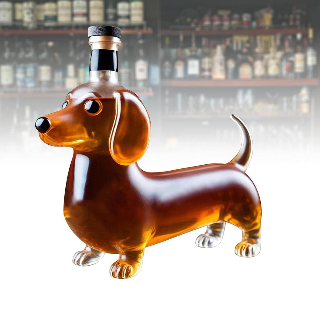 Whiskey Glass Bottle Dachshund Dog Shape Empty Liquor Bottle Decorative Decanter Dachshund Dog  Statue Wine Container