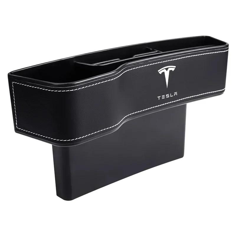 Car Sticker Tesla High Capacity Car Leather Seat Gap Storage Box For Tesla Model 3 2021 S X Y Style Roadster Invader Coil Mod WY