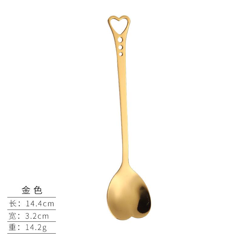 Heart-shaped Coffee Spoon Stainless Steel Teaspoons Mixing Spoon Dessert Snack Scoop Ice Cream Milk Tableware Kitchen Tool