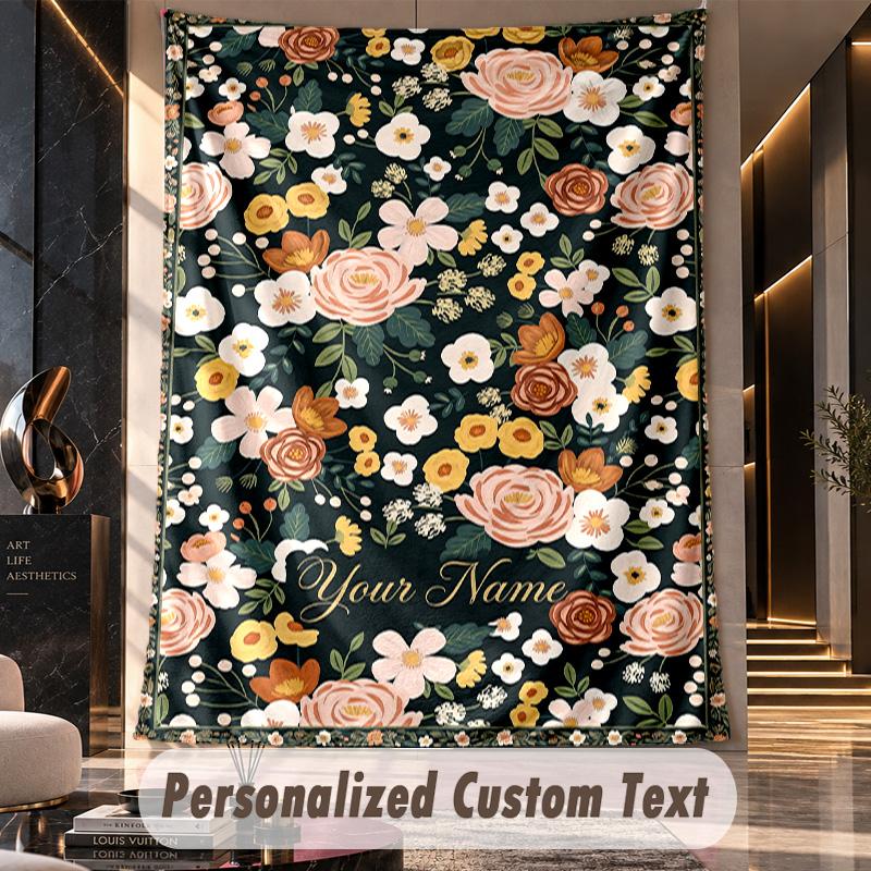 Floral Elegance 25 Theme Wall Tapestry Customized With Name Text Personalized Hanging Tapestry For Bedroom Living Room Decor