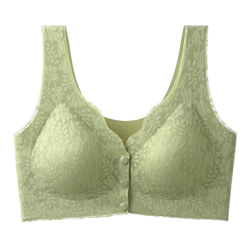 Langsha mother underwear women in the elderly seamless front buckle vest type large size women gather without steel ring bra women