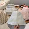 Striped Bucket Hat For Women Summer Sunscreen Big Brim Foldable Sun Cap Breathable Sunscreen Fisherman Hats Gifts