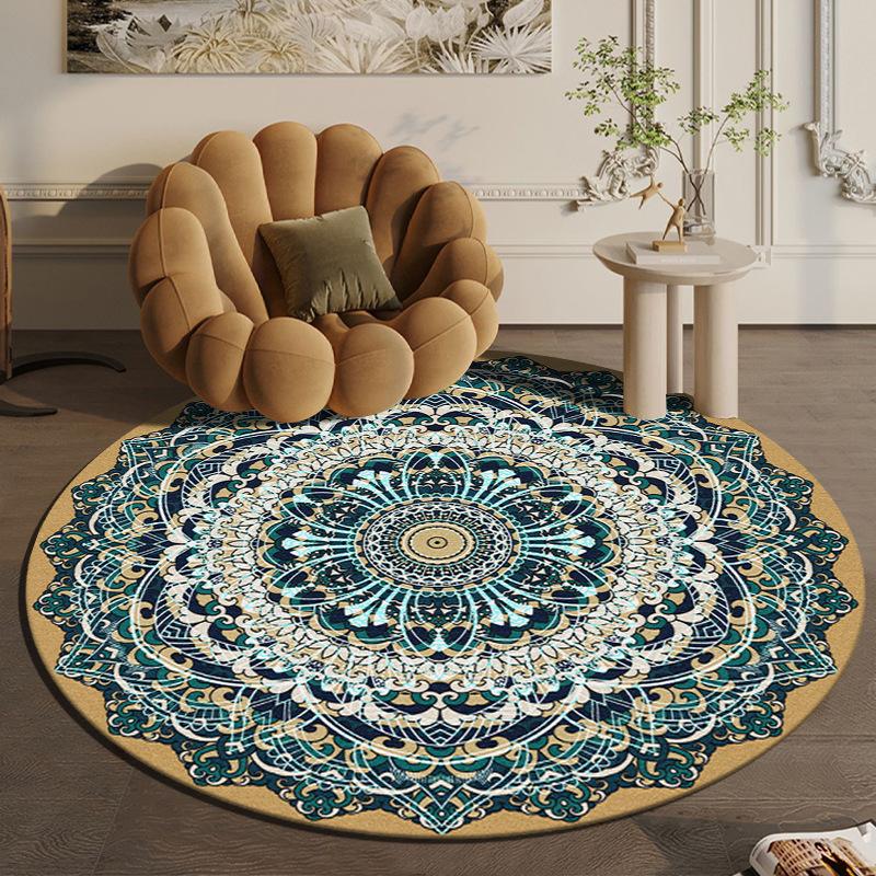 Tappeto rotondo grande in stile etnico nordico per camera da letto, tappeto in cotone intrecciato Bohemia, tappeto lavorato a maglia, 90 cm, 120 cm, 150 cm