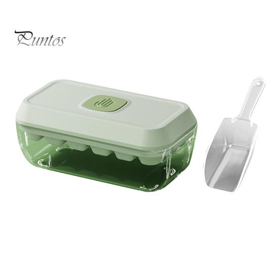 

Лоток для льда с крышкой и контейнером, кнопка открытия, форма для льда для морозильника, без BPA, для приготовления кубиков льда для напитков S зелёный