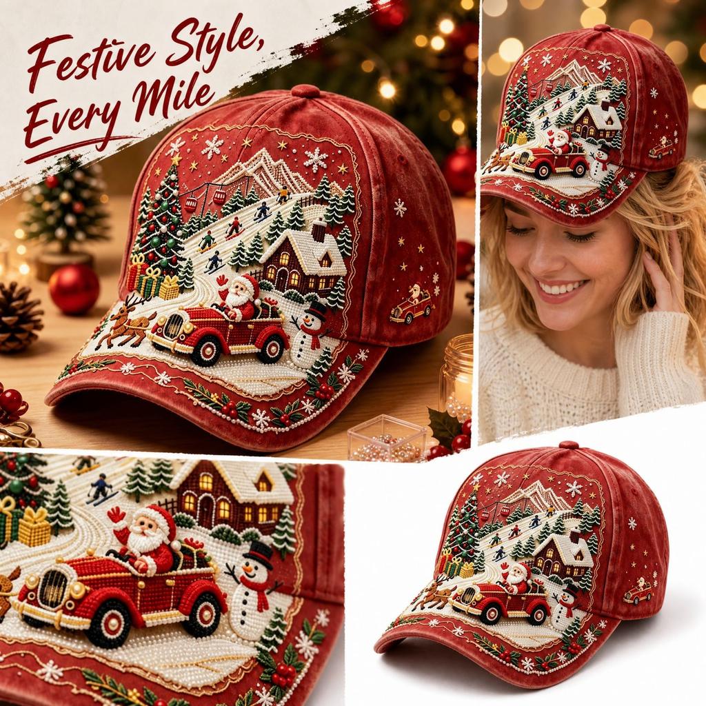 Baseball for Men Women, Retro Curved Christmas Digital Print, Vintage