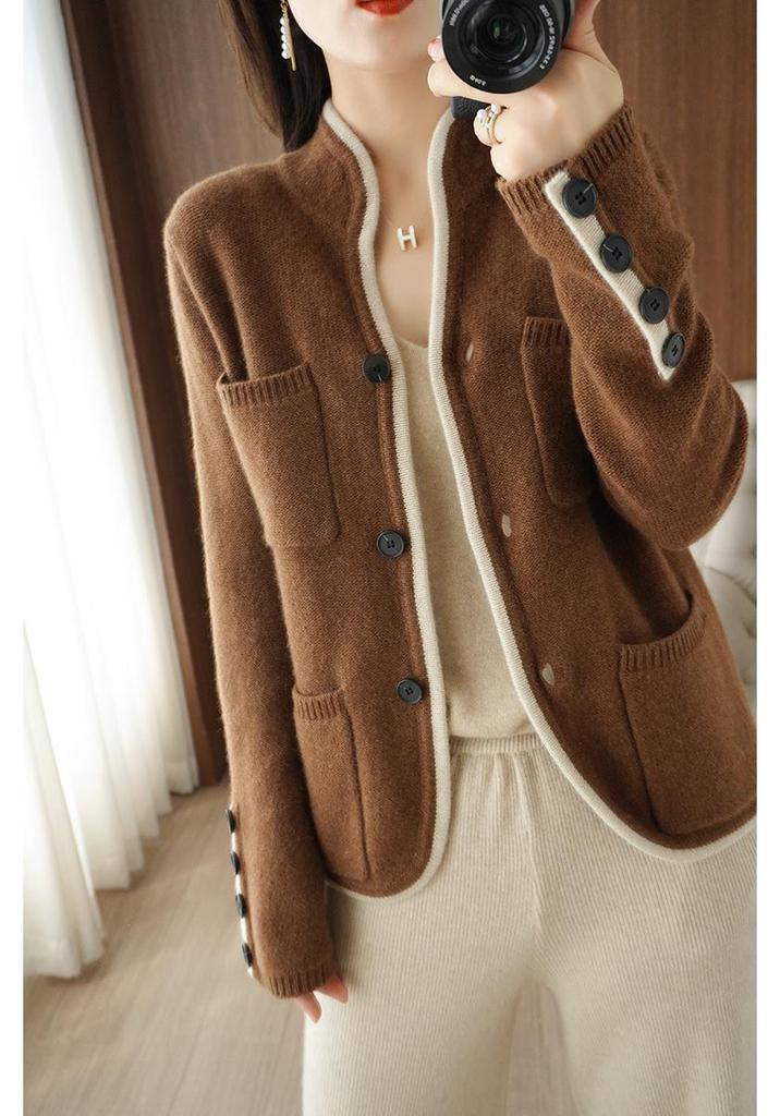 High-End Wool Cashmere Cardigan: Elegant Plus-Size Knitwear for Autumn/Winter