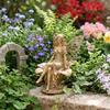 Resin Flower Fairy Statue Sitting On Flower For Spring Summer Outdoor Garden Decoration Yard Lawn Ornament