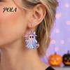 Pumpkin Basket Earrings 1 Pair Acrylic Halloween Earrings, Cute Pink Ghost Dangle Drop Holiday Costume Jewelry for Women Pendant