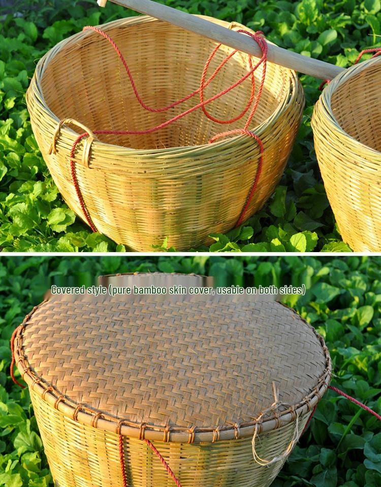 Zhuang Large Bamboo Woven Multi-Use Basket: Rice Washing, Grain Storage, Winnowing, Fruit Display, Event Decor
