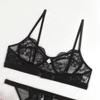Sexy Perspective Lingerie Lace Bra Bikini Pajamas Underwear Three-point Split Bra Briefs Set