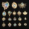 High Quality 304 Stainless Steel Sun Heart Abalone Shell Pendant For Jewelry Making Supplies Enamel Charm Golden DIY Accessories