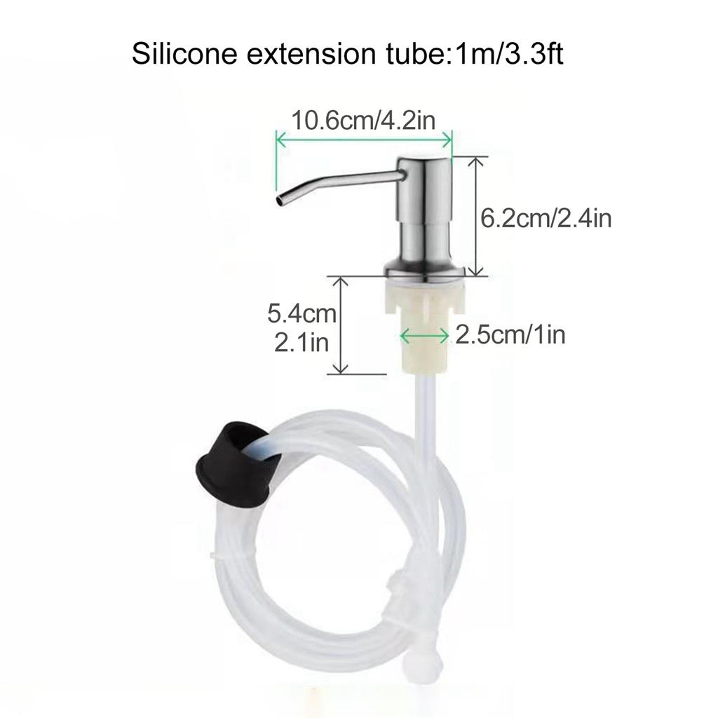 Sink Soap Dispenser Brushed Stainless Steel Sink Soap Dispenser with Silicone Extension Tube for Kitchen