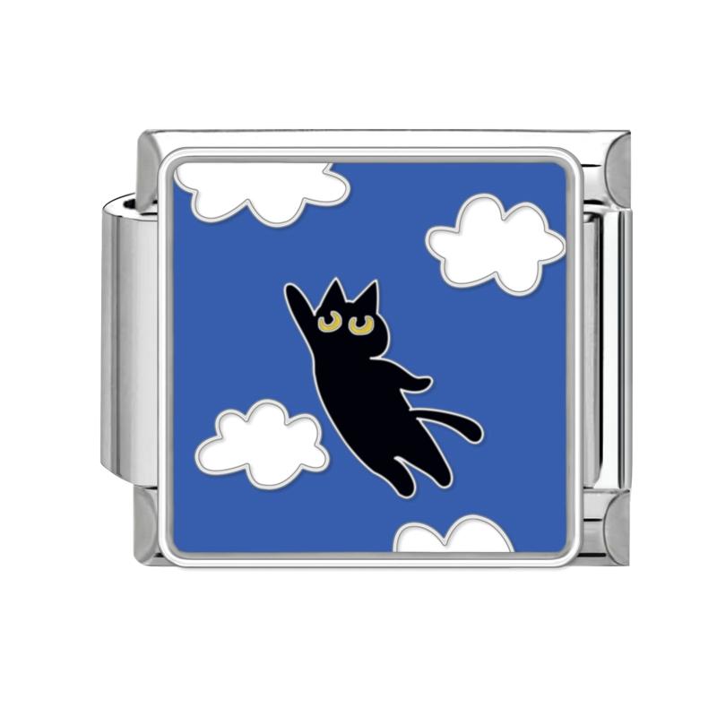 Blue Night Starry Sky Moon Star Cats Dog Heart Butterfly Italian Charm Links Fit 9mm Stainless Steel Bracelet Women DIY Making